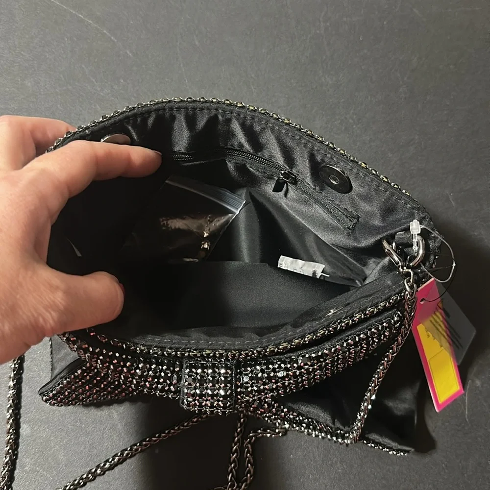 Catherine Malandrino Black Crystal Bow Crossbody